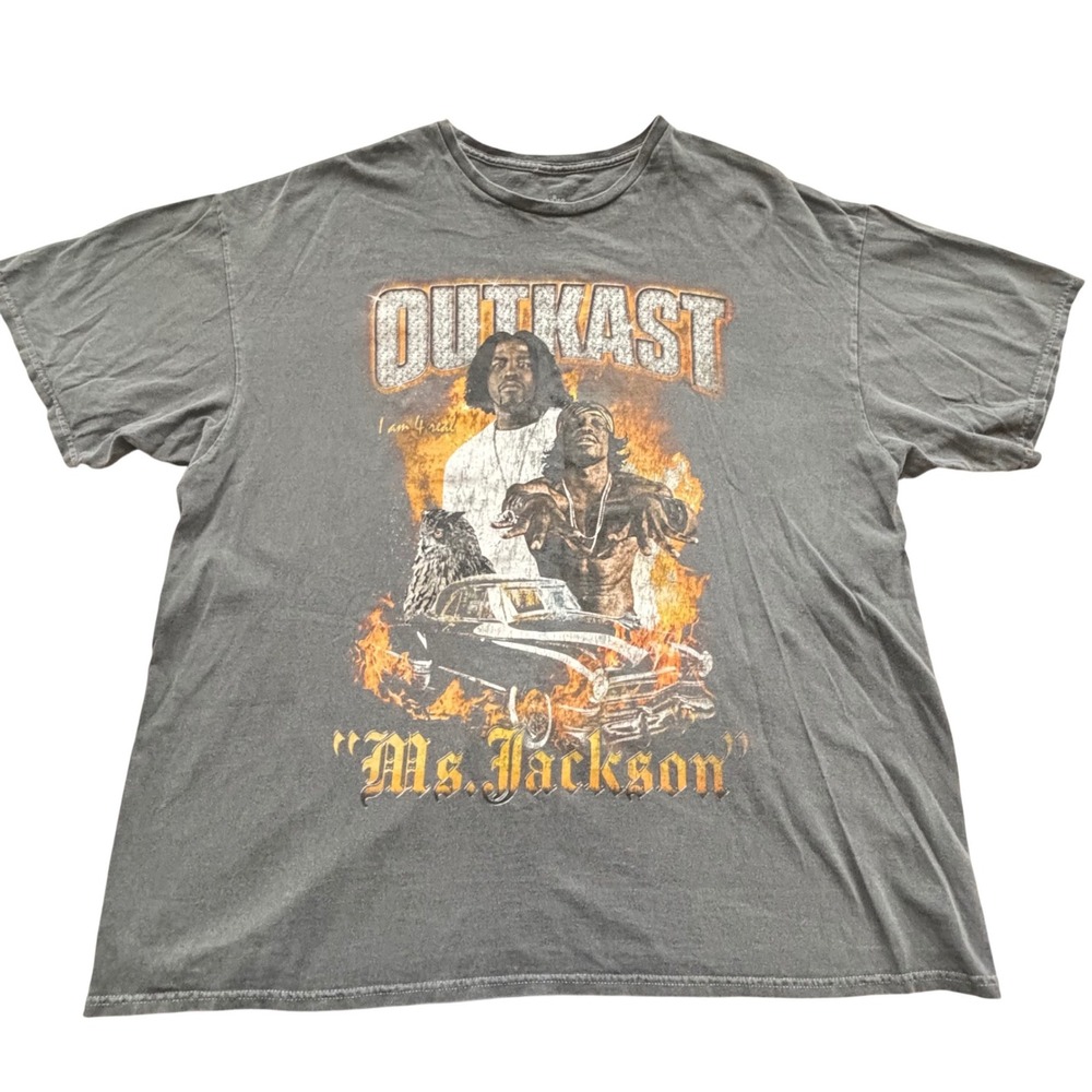 OutKast Graphic T-Shirt Mens L/XL Gray Ms Jackson Rap Tee Streetwear Fade